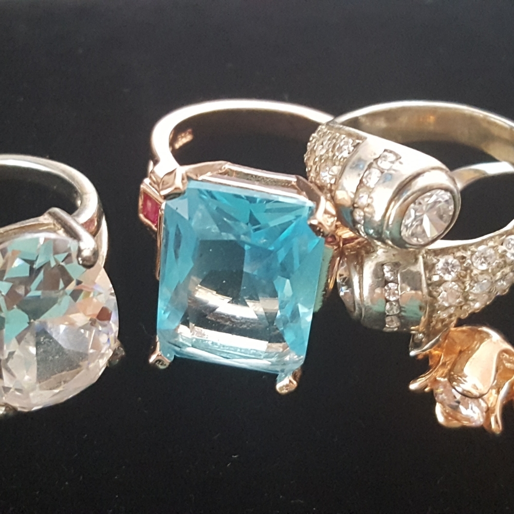 Lot Rings Sterling Silver 925 Huge Chunky